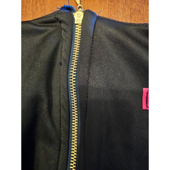 Melissa Masse Quilted Navy Blue Fit & Flare Knee-Length Dress 1X Long Sleeve Mod - Picture 6 of 13